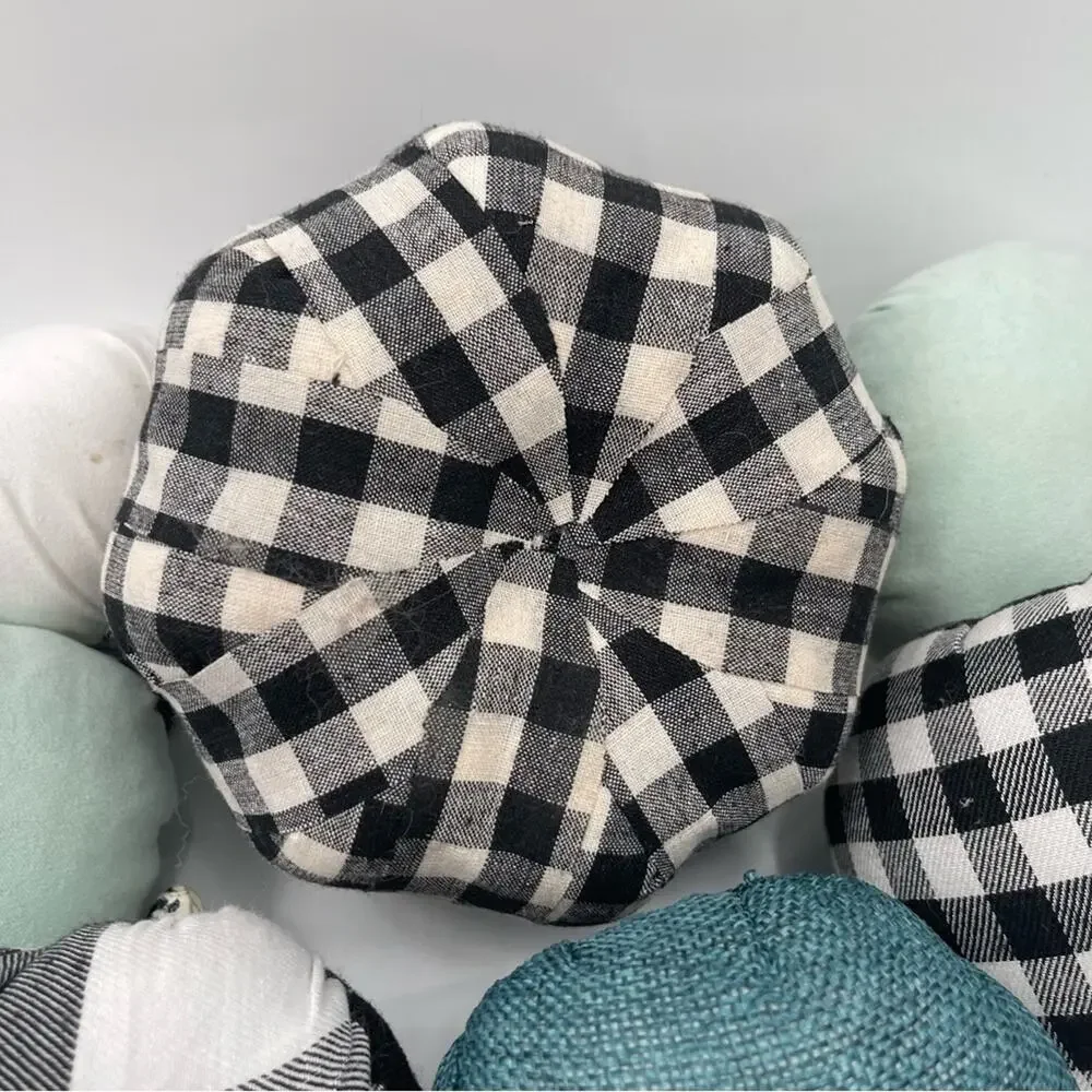 PUMPKIN Decor x 7 Home Buffalo Check Blue Table Mantel Fabric Gingham Fall